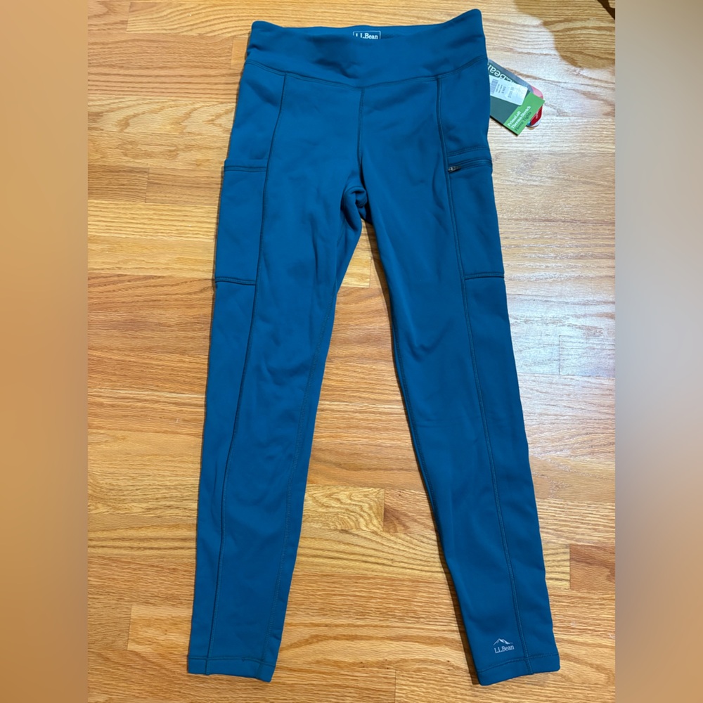 NWT LL Bean PrimaLoft Therma-Stretch Fleece Tights Blue Sz S Reg